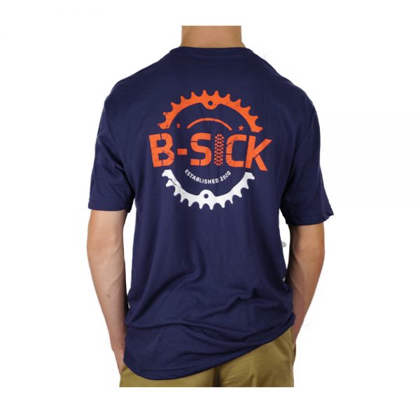 B-SICK-short-sleeve-tshirt-unisexe-bleu-logo-orange-back